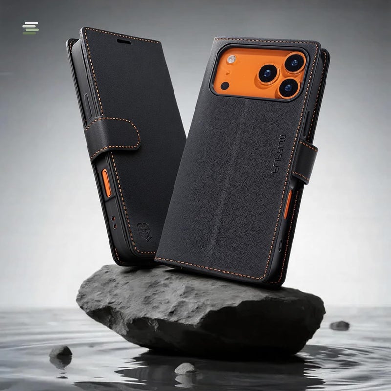 FLIPALM Wallet Case for iPhone 17 pro with Credit Card Holder,PU Leather Folio Flip Kickstand Protective Shockproof Cover for Apple 17 pro Phone Case (Black, for iPhone 17 Pro - 6.3'') - Image 3